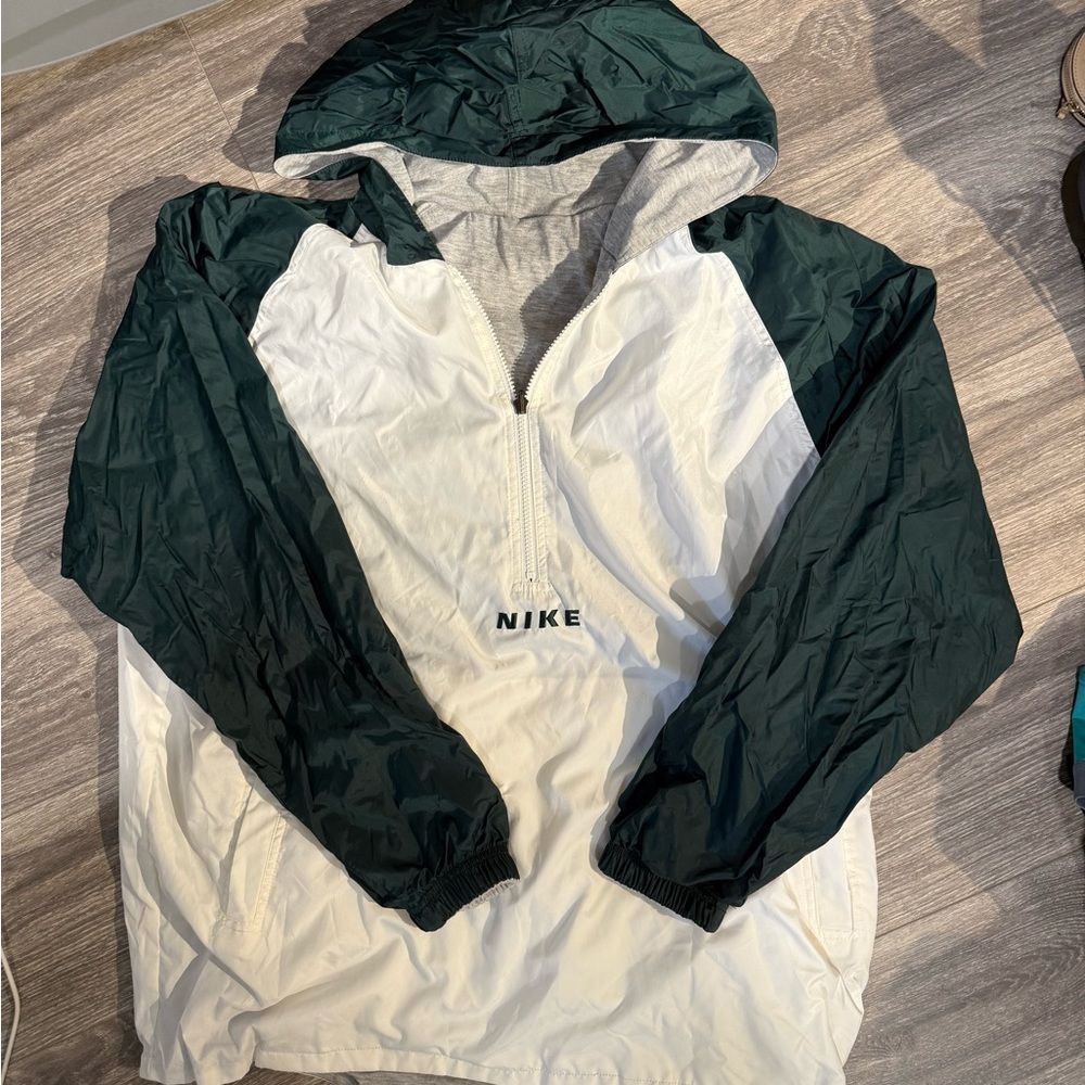 Vintage Nike Reversible Forest Green and White Hooded Jacket